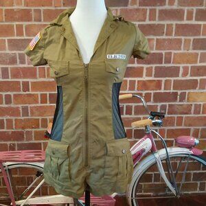 Nature Intimates 🎃🇺🇸 Halloween USA Sexy Army Zip Up Short Romper Costume 😍